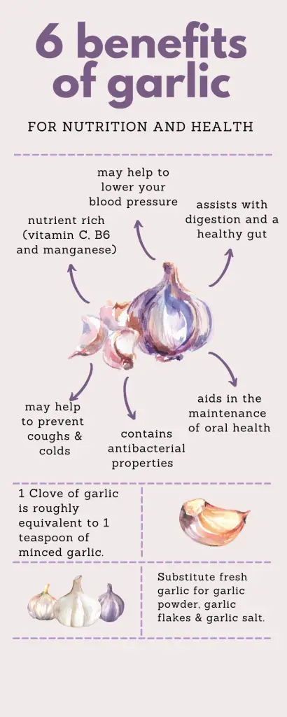 6 benefits of garlic infographics